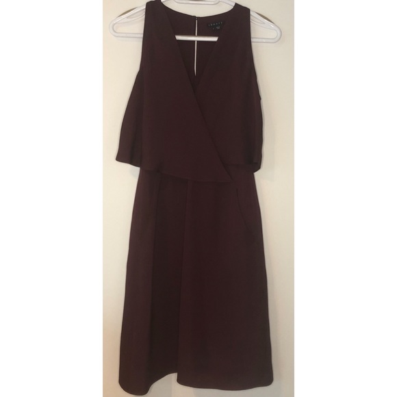 Theory 100% Silk Burgundy Dress with Pockets 0 - Picture 9 of 11